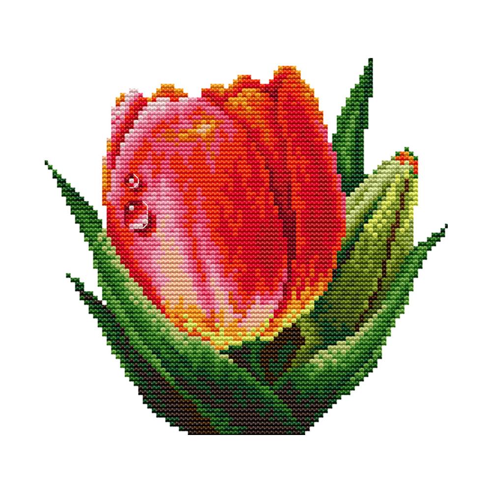

Red Tulip - 14CT Stamped Cross Stitch - 21*20cm, 501 Original