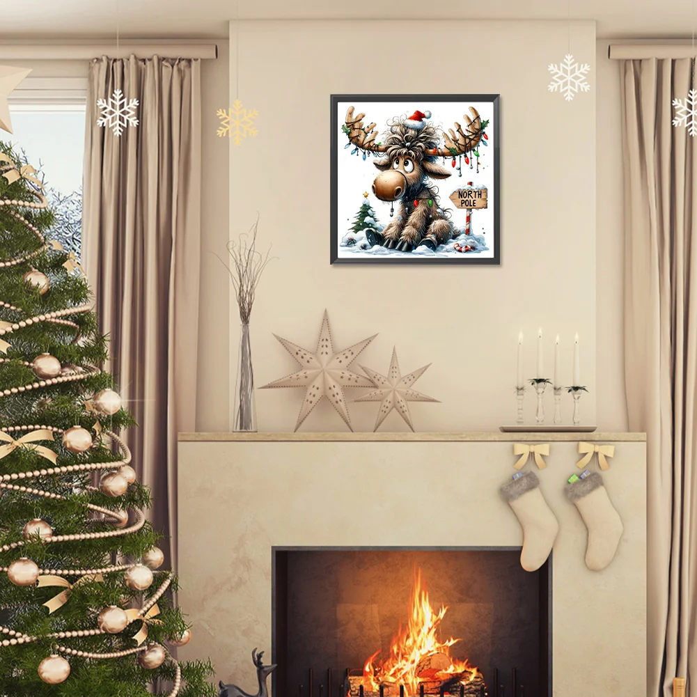 Diamond Painting - Full Round Drill - Christmas Elk(Canvas|30*30cm)