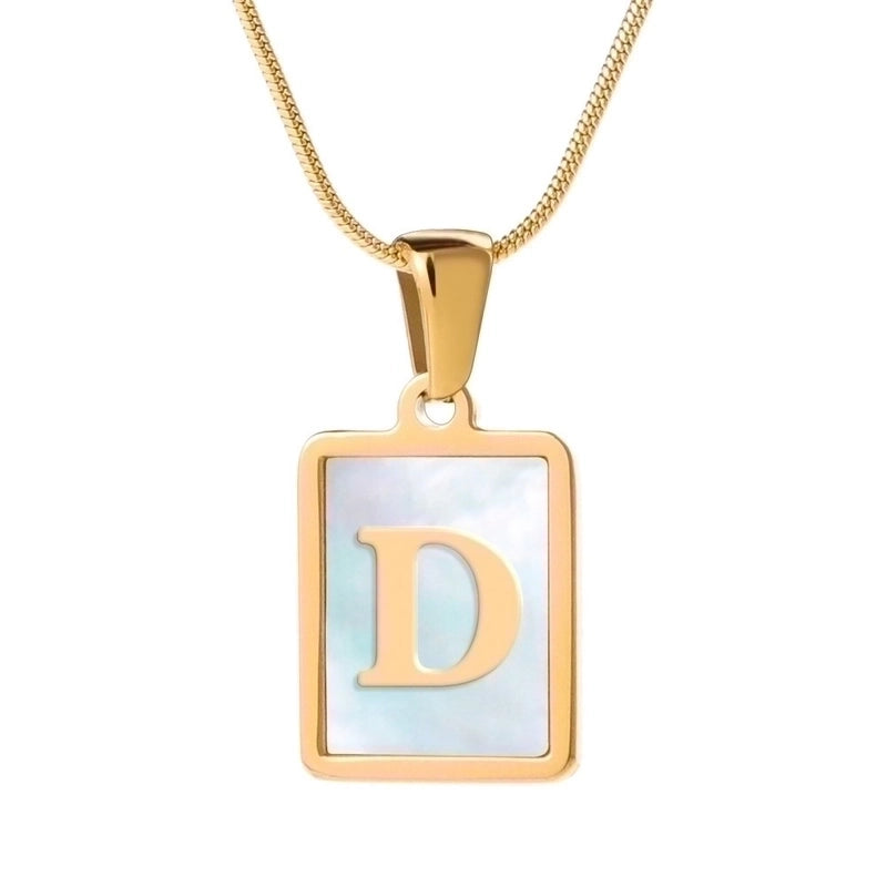 Stainless Steel 18K Gold Plated Casual Commute Plating Inlay Letter Shell Pendant Necklace
