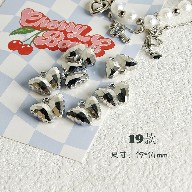 10 PCS/Package 7 * 12mm Arylic Cross Cherry Bow Knot Polished Pendant Jewelry Accessories