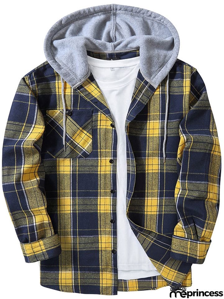 Spring Autumn Men's Trendy Plaid Hoodies