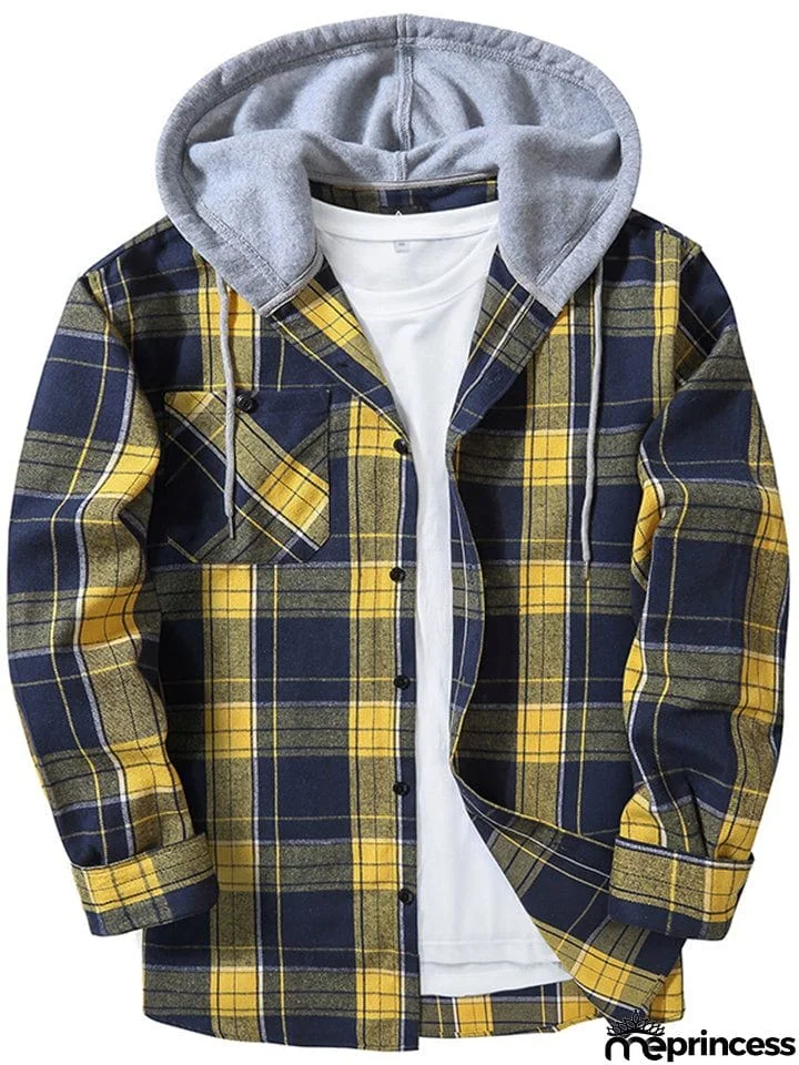 Spring Autumn Men's Trendy Plaid Hoodies