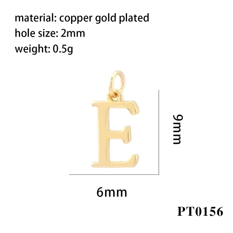 Minimalist Letter Copper Plating 18k Gold Plated Charms