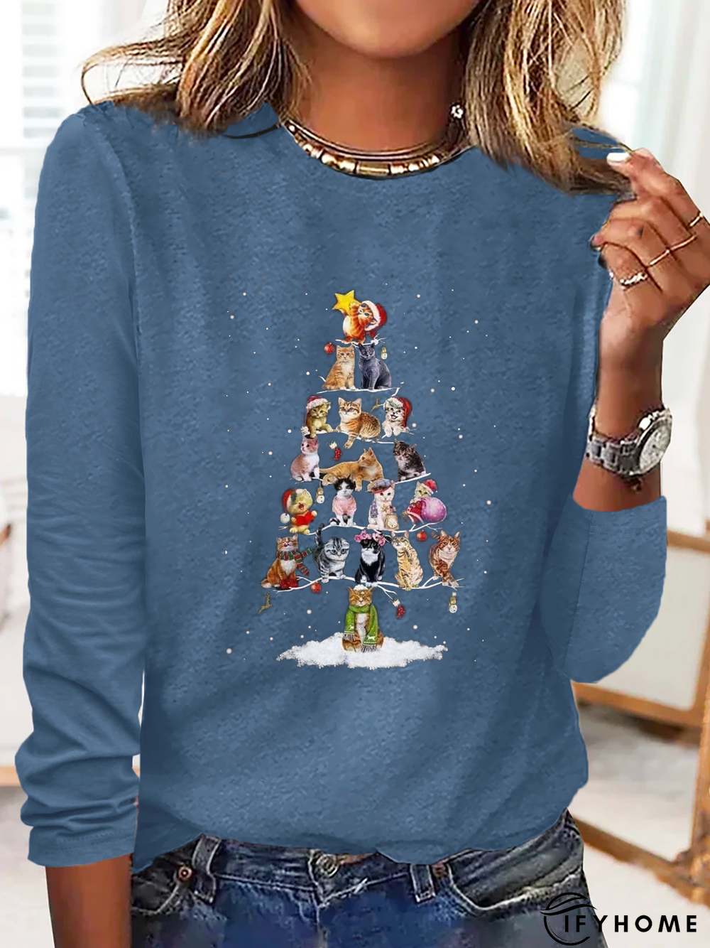 Christmas Tree Printed Casual T-Shirt Xmas T-shirt | IFYHOME