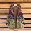 Vintage Floral Panel Print Hooded Coat