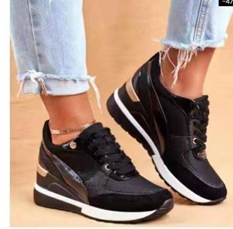 Sneakers Women PU Lace-up Sneakers Casual Lady Vulcanized Shoes Female Non-Slip Sports Shoes Fashion Breathable Zapatillas Mujer