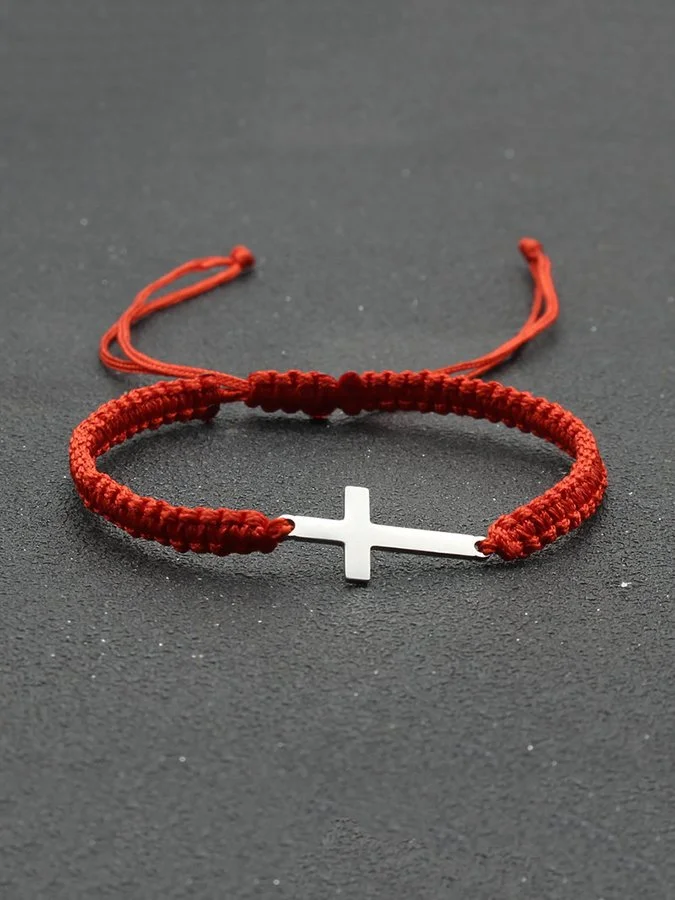 Simple Stainless Steel Cross Braided Bracelet