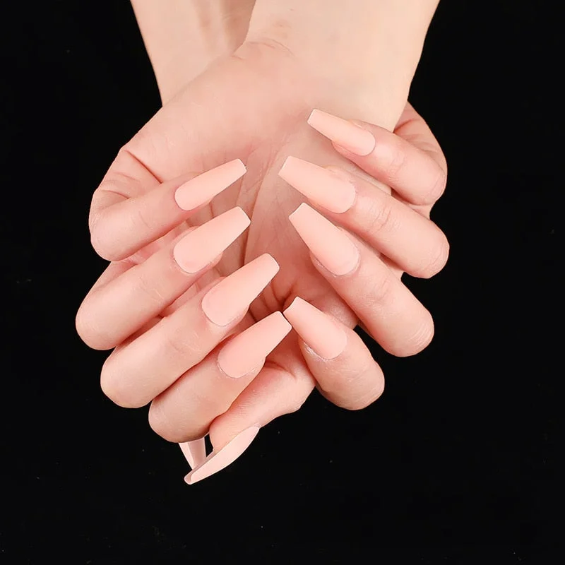 24pcs Long Sensual False Nail White Red Blue Fake Nail Extension Press On Nails Sharon Ladies Removable Decoration Nail Art-Nail Inspo