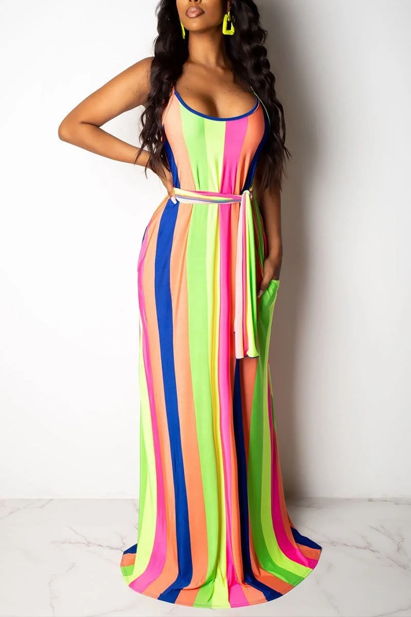 Fashion Sexy Striped Printing Loose Dress