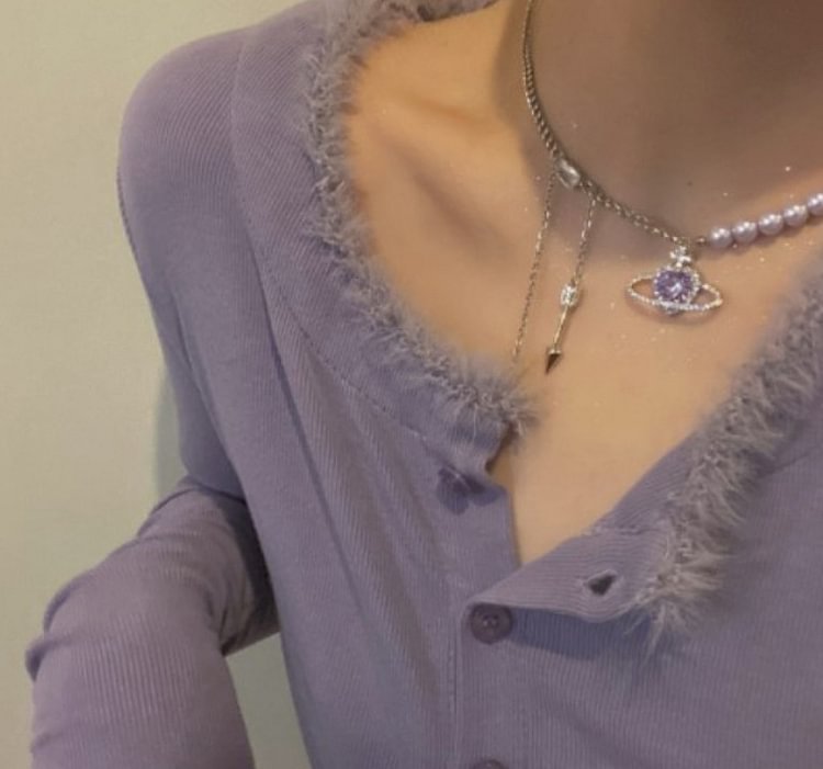 Romantic Universe Alloy Necklace Pearl Clavicle Chain KERENTILA