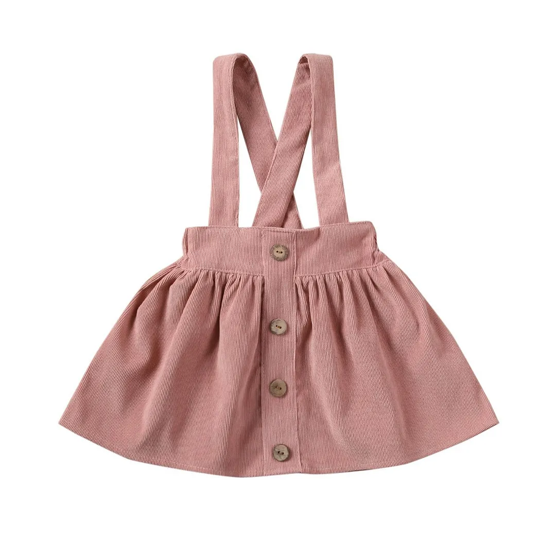 2020 Baby Summer Clothing Toddler Kids Baby Girls Party Strap Suspender Gown Solid Overalls Dresses Corduroy Outfits