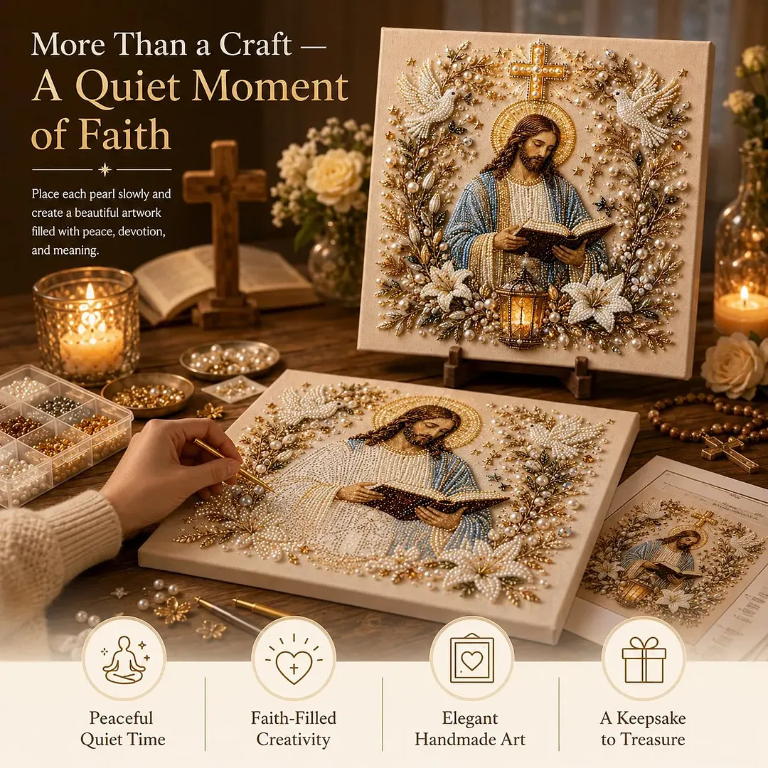 🔥 Last Day 75% OFF &ndash; ✝️ DIY Jesus Pearl Art Kit | 3D Pearl-Style Christian Artwork for Prayer Corners & Faith Gifts (📦Buy 3 Free Shipping)