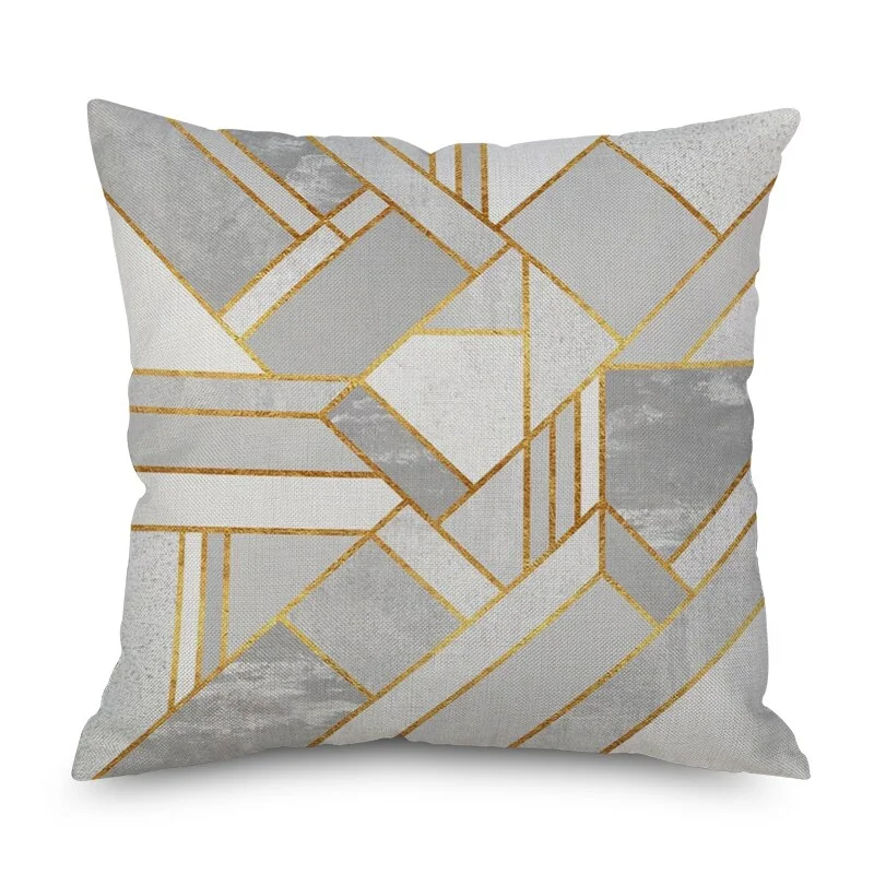 Nordic Marble Geometric Printed Cushion Cover Polyester Throw Pillow Cases for Sofa Car Black Home Decorative Pillowcase 45*45cm