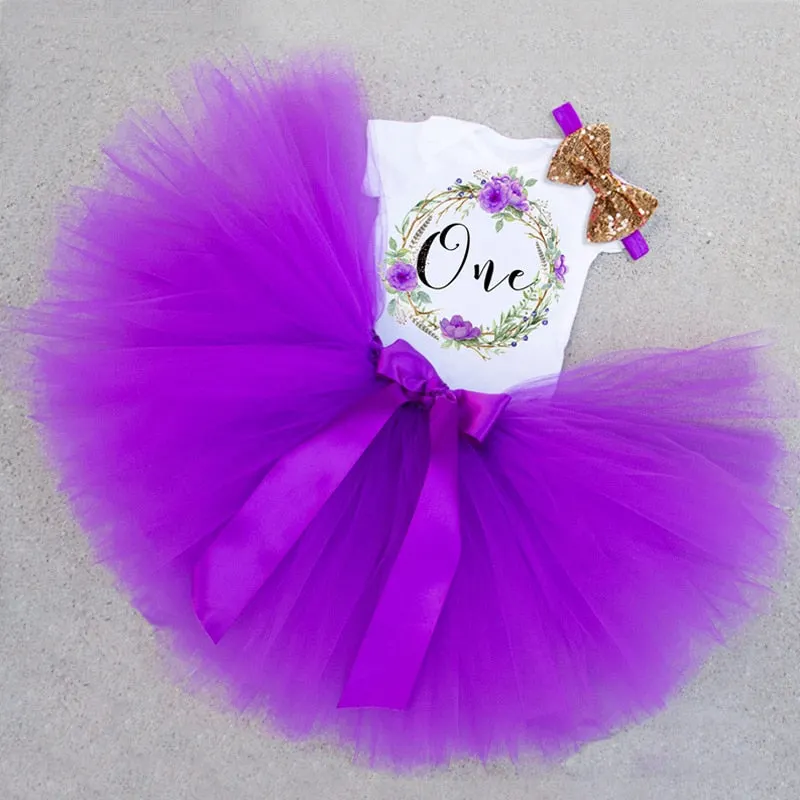 1 Year Girl Baby Birthday Dress Summer New Cotton Kids Baby Clothes First 1st Birthday Christening Dresses For Toddler Girls