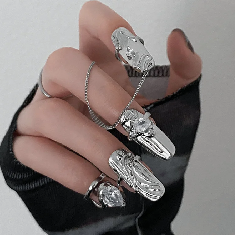 4 Pcs Chain Adjustable Nail Ring