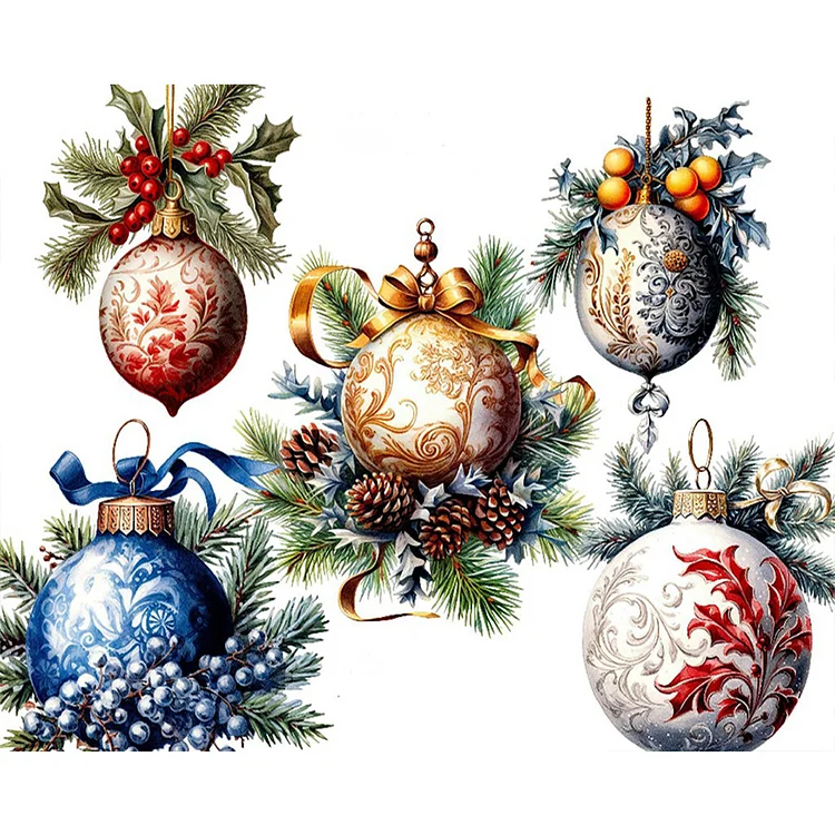 Christmas Atmosphere Decoration Ball 50*40CM(Canvas) Full Round Drill Diamond Painting gbfke