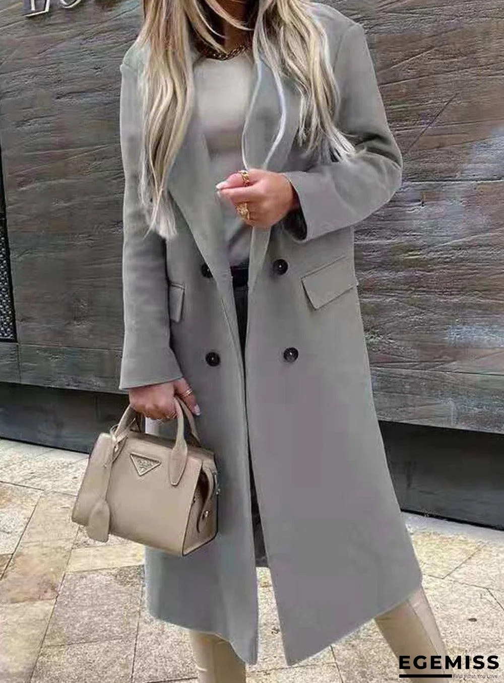 Fashion Casual Plain Lapel Woolen Coat | EGEMISS