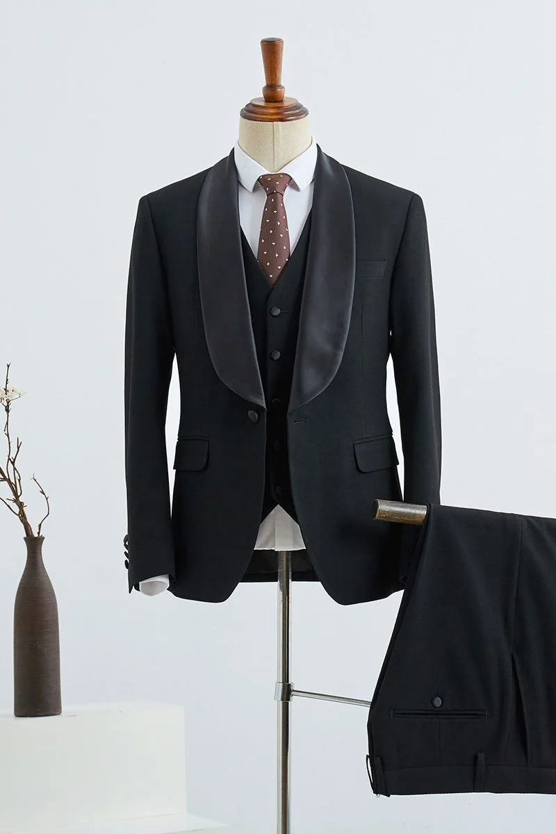 Beacher Elegant 3 Pieces Slim Fit Custom Wedding Suit For Grooms