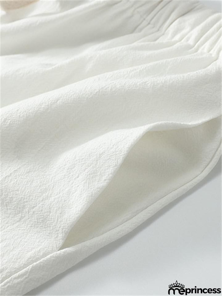 Solid Color Lightweight 2-Piece Outfit Button T-Shirt + Drawstring Waistband Cropped Pants