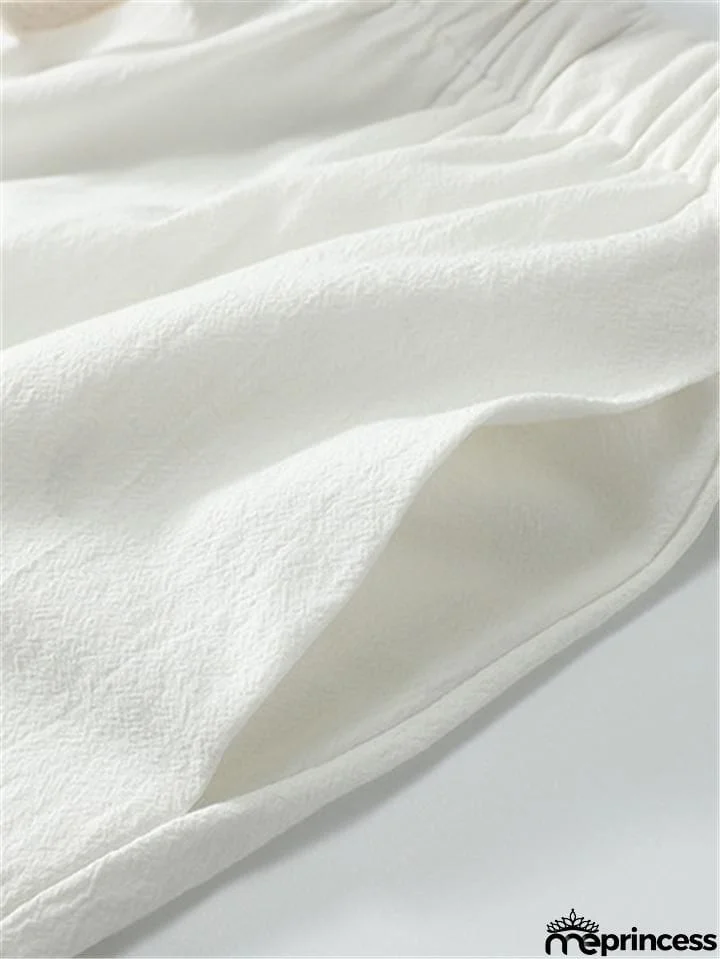 Solid Color Lightweight 2-Piece Outfit Button T-Shirt + Drawstring Waistband Cropped Pants