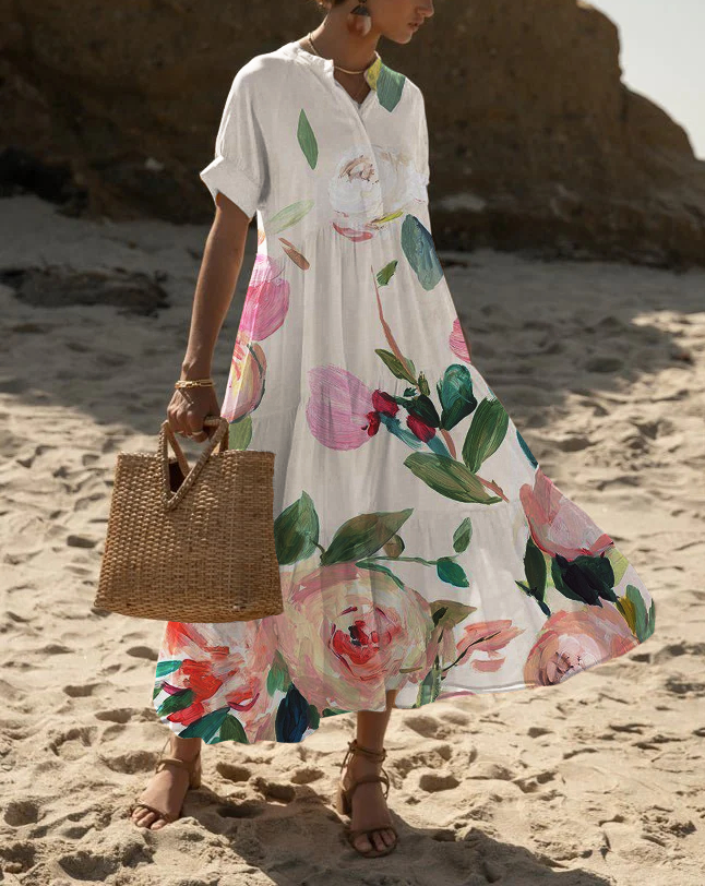Women's Short Sleeve Resort Beach Dress socialshop