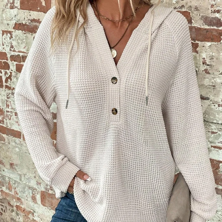 🎁✨Hot sale🔥Women’s Trendy Solid Color Hooded Long Sleeve Top