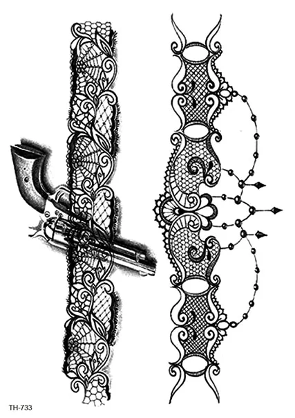 Sdrawing Temporary Tattoo Sticker Bow Knot Sexy Lace Butterfly Flower Arm Leg Body Art Flash Tatoo Fake Tatto for Men Women