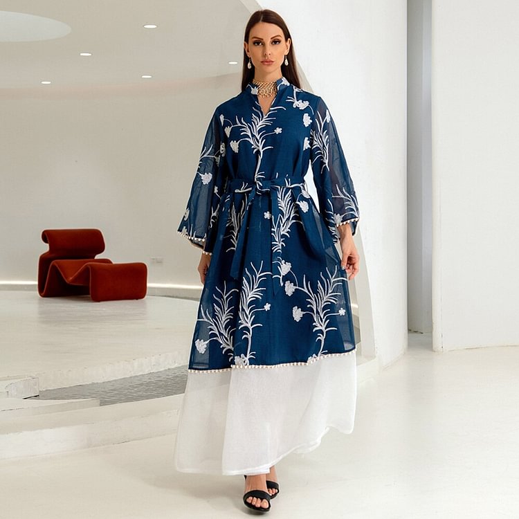 African Americans fashion QFY Muslim Kaftan Abaya Loose Dress Kimono Women Dubai Long Sleeve Maxi Robe Africaine Femme Islamic Clothing Caftan Marocain Ankara Style QueenFunky
