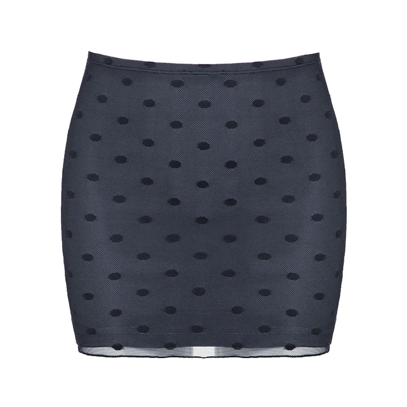 Ueong Girls Have A Sexy High Waist And Show A Tight Hip Skirt, Wave Dot, Printed Net, Fashion, Half-Length Skirt, Short Skirt.