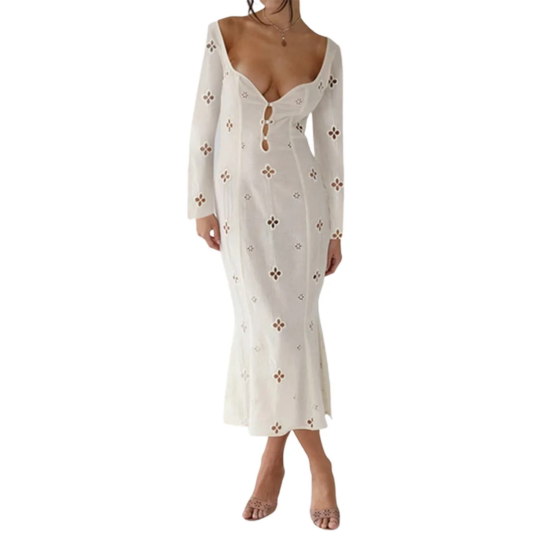 Brownm Unique Embroidered Sexy Trend Midi Dresses