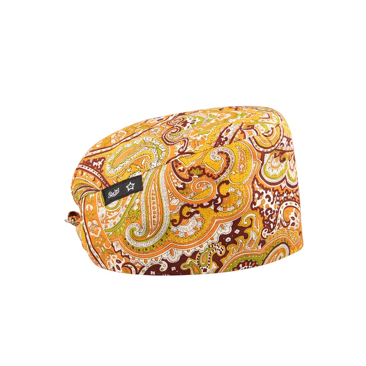 Women's Yellow Flower Beanies Working Cap Button Sweatband Headband Elastic Hat Adjustable Bouffant Cap Adjustable