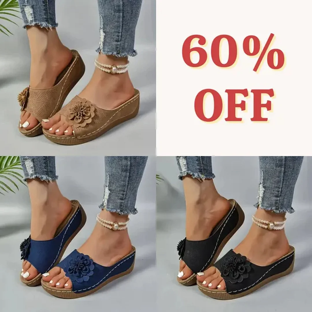 🚶&zwj;♀️💥Hottest today 70% OFF💥 Comfortable non-slip solid color open-toe wedge sandals for women