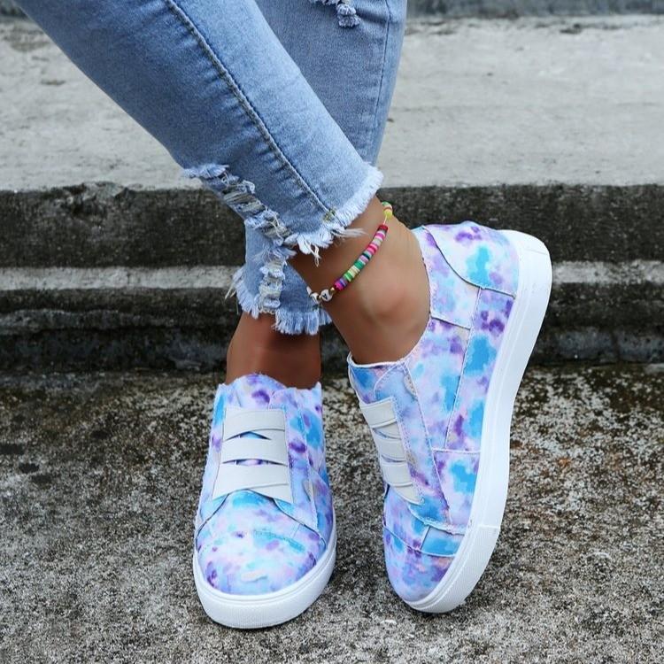 Women colorful tie dye lip on sneakers casual shoes