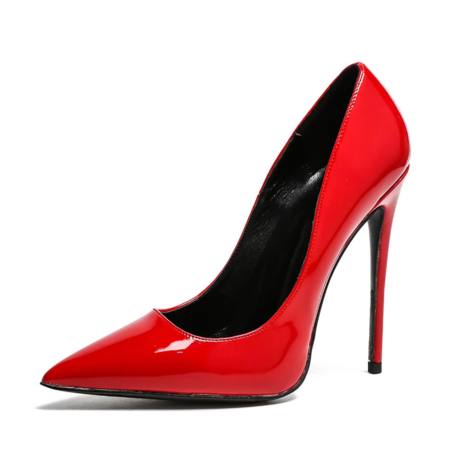 TAAFO Red Patent Leather Stiletto High Heels Women's Pumps Pointed Toe Ladies Shoes 