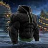 3D Print Christmas Ugly Sweater Men's Vintage Muscle Line Art Flannel Cozy Hooded Sweatshirt by Inlyline