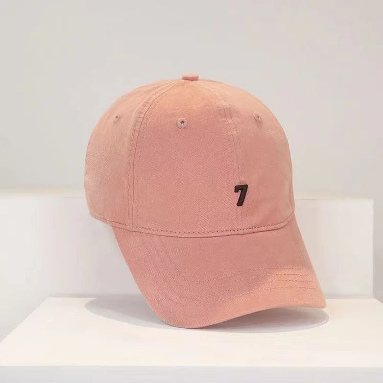2023Japanese Korean version unisex number 7 embroidery soft top baseball cap womens leisure adjustable sunscreen hat