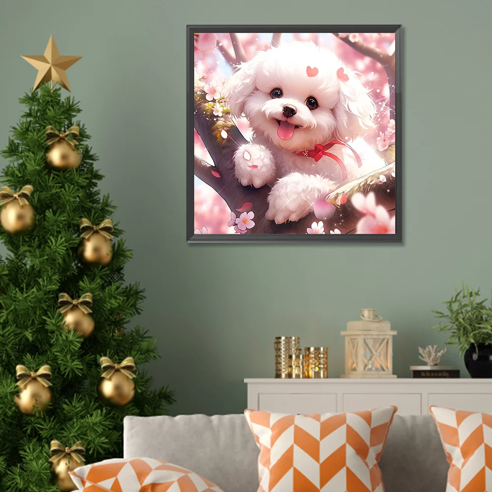 Diamond Painting - Full Round Drill - Flower Dog(Canvas|30*30cm)