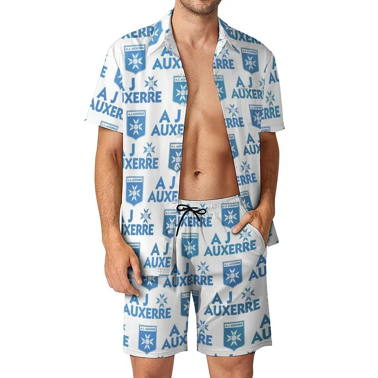 AJ Auxerre Costume De Plage À Manches Courtes Avec Poches Chemise Hawaïenne