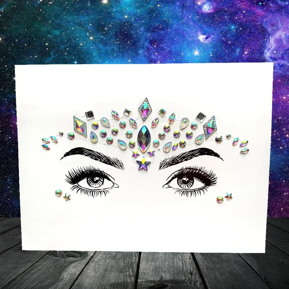 3D Flash Eye Gems Sticker Diamond Face Jewelry Acrylic Resin Drill Body Art For Party Show Rhinestone Forehead Eyebrow Eye Decor