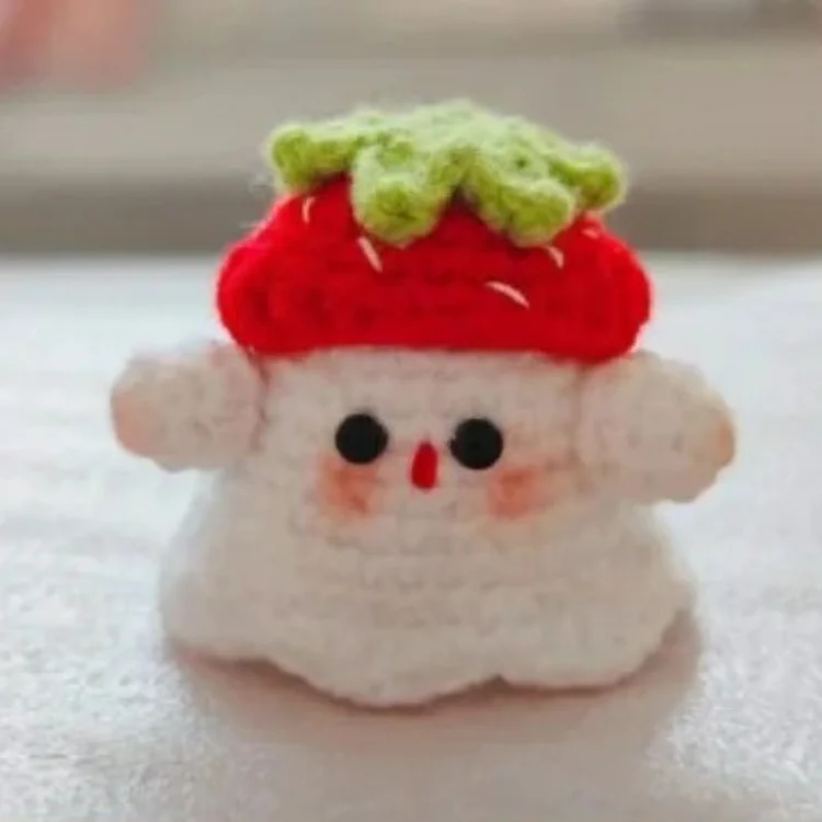 Lulusnow Handmade Red Halloween Amigurumi Ghost Strawberry Hat  Crochet Key Pendant Bag Accessories Key Pendant