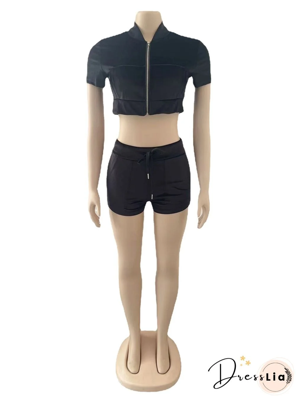 Velvet Crop Tops Biker Shorts Workout Matching Sets