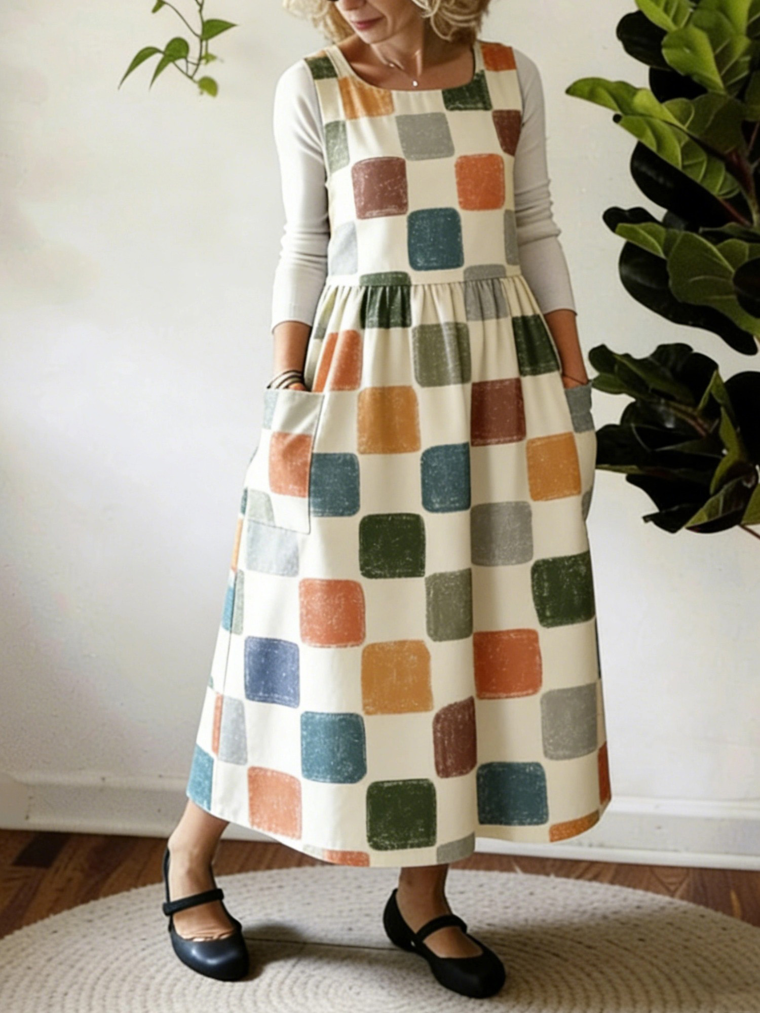 Contrast Geometry Printed Apron