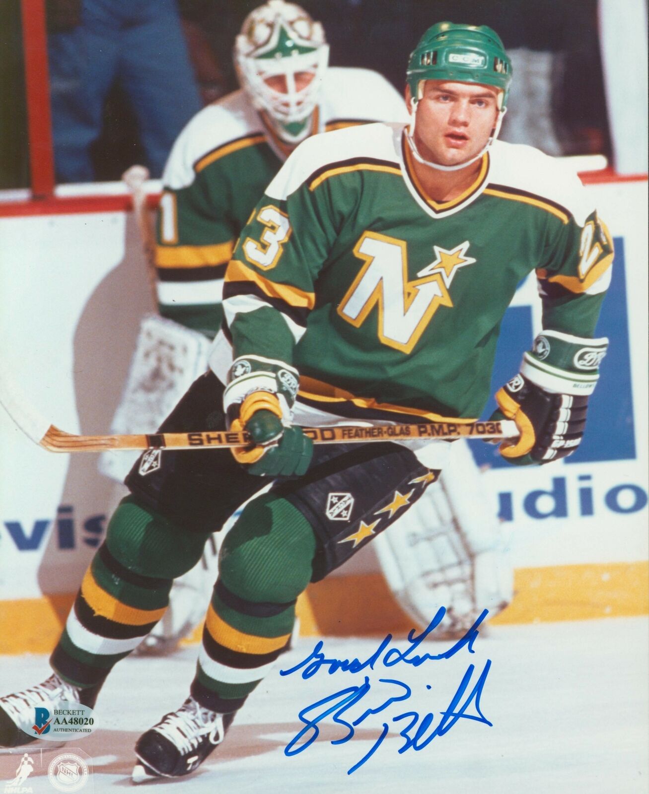 North Stars Brian Bellows Good Luck Authentic Signed 8x10 Photo Poster painting BAS #AA48020