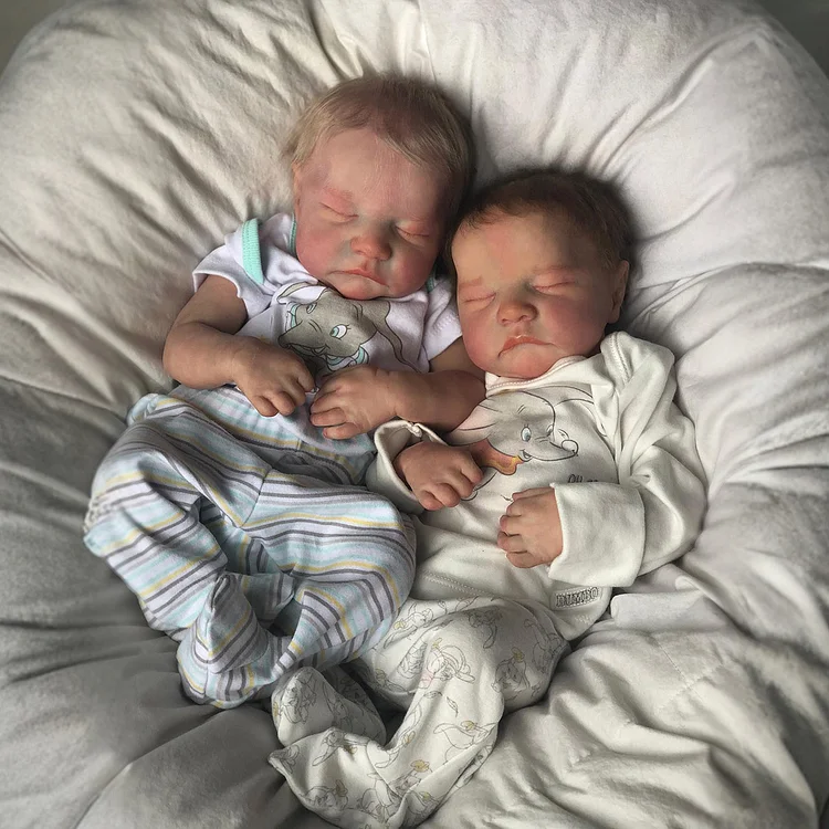 [Heartbeat💖 & Sound🔊] 20'' Real Lifelike Twins Boy Brothers Sleeping Reborn Soft Baby Doll Alimlia and Rinka Rebornartdoll® RSAW-Rebornartdoll®