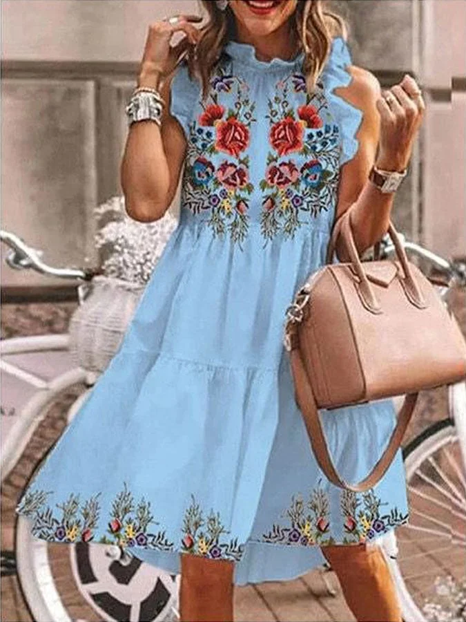 Women's Vintage Floral Print Dress