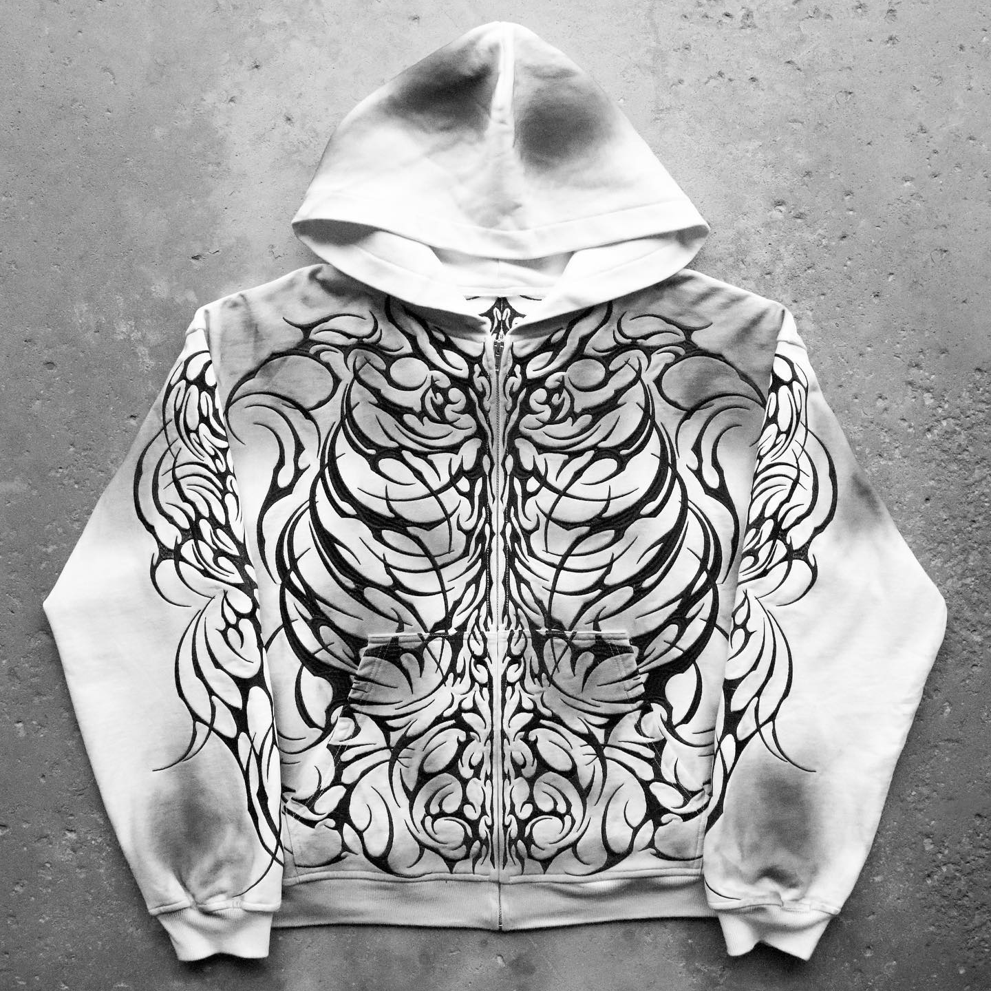 Fashion Skeleton Gradient Zip-up Hoodie