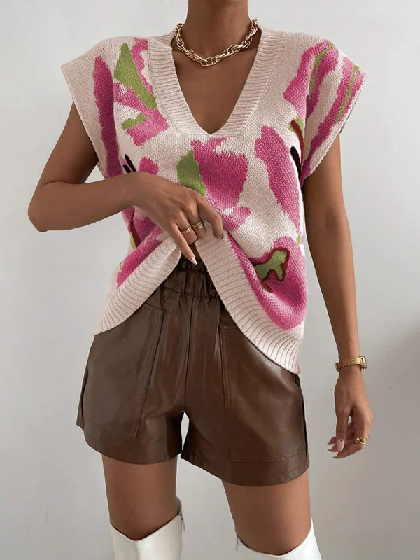 Nigikala Nigikala Collared Threaded Silk Sweater Temperament Fashion Knitted Vest