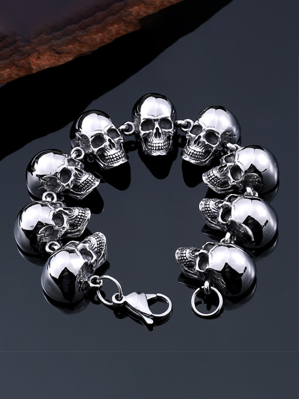 Men's Retro Personalized Titanium Skull Bracelet