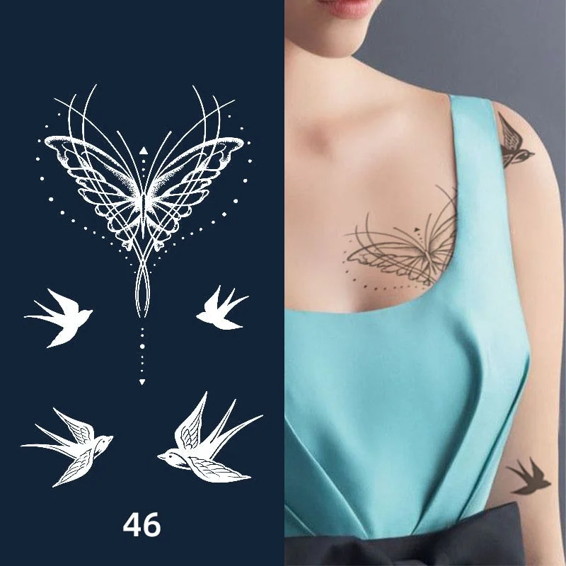 Flower Butterfly Animal Art Festival Comic Text Waterproof Full Body Arm Natural Temporary Tattoo For Men and Women