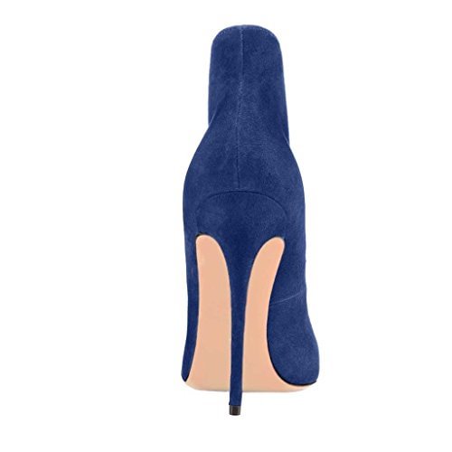 Navy Suede Shoes Stiletto Heel Pumps Pointy Toe Office Shoes |FSJ Shoes